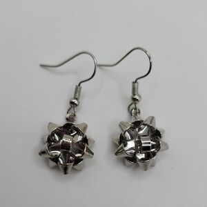 Elegant Silver Metal Bow Earrings